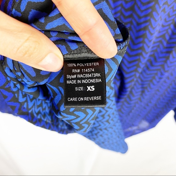 BELLATRIX Blue and Black Print Blouse - Picture 2 of 5